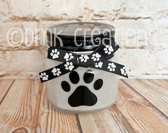 Paw Print Glitter Light Mason Jar, mason jar, dog paw print, cat paw print, hostess gift, glitter mason jar light, dog lover, cat lover