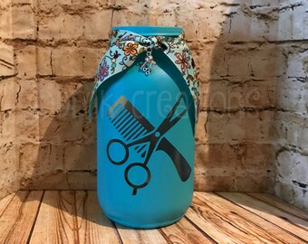 Hairdresser  Painted Mason Jar Tea Light Candle Holder, hairdresser, mason jar, painted mason jar, tea light candle holder, hairstylist