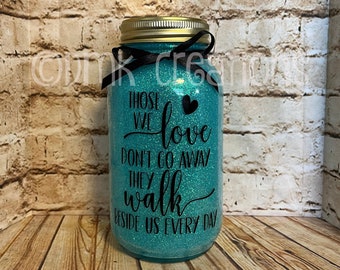 Memorial Glitter Mason Jar Light, night light, memory jar, memorial jar, glitter mason jar, mason jar, remembrance gift, sympathy gift