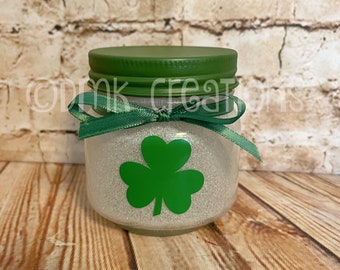 St. Patrick's Day Glitter Light Mason Jar, mason jar, shamrock, St. Patrick's decoration, hostess gift, St. Patrick's Day party decoration