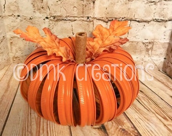 Mason Jar Lid Pumpkin, fall, autumn, pumpkin, mason jar lids, fall decor, fall centerpiece, mason jar lid pumpkin, Halloween decoration