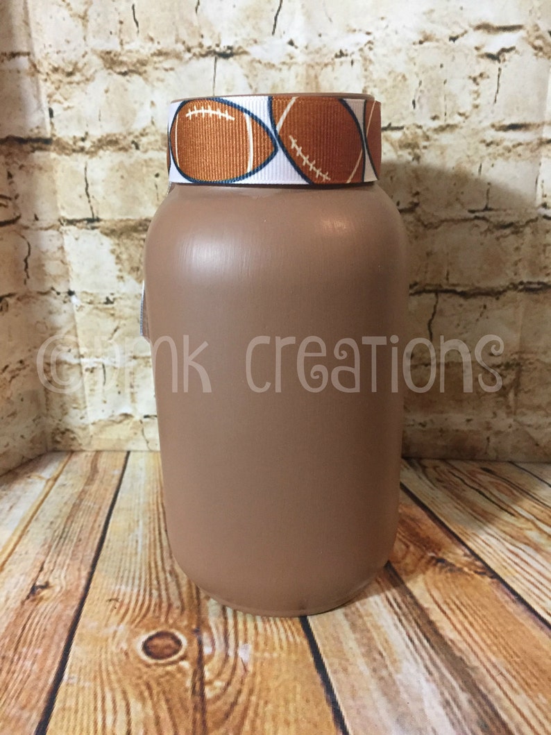 Football Painted Mason Jar Tea Light Candle Holder Football Etsy