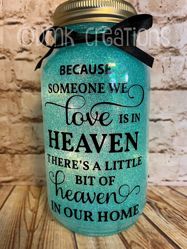 Memorial Glitter Mason Jar Light Night Light Memory Jar Etsy