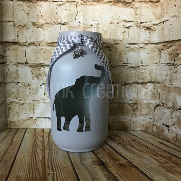 Bougeoir photophore peint éléphant Mason Jar, éléphant, pot Mason peint, photophore, lanterne, pot Mason, bougeoir