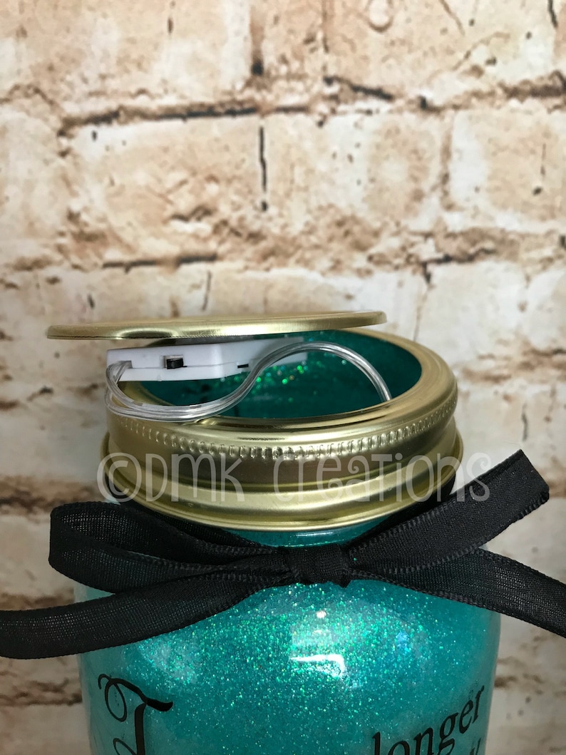 Memorial Glitter Mason Jar Light Night Light Memory Jar Etsy
