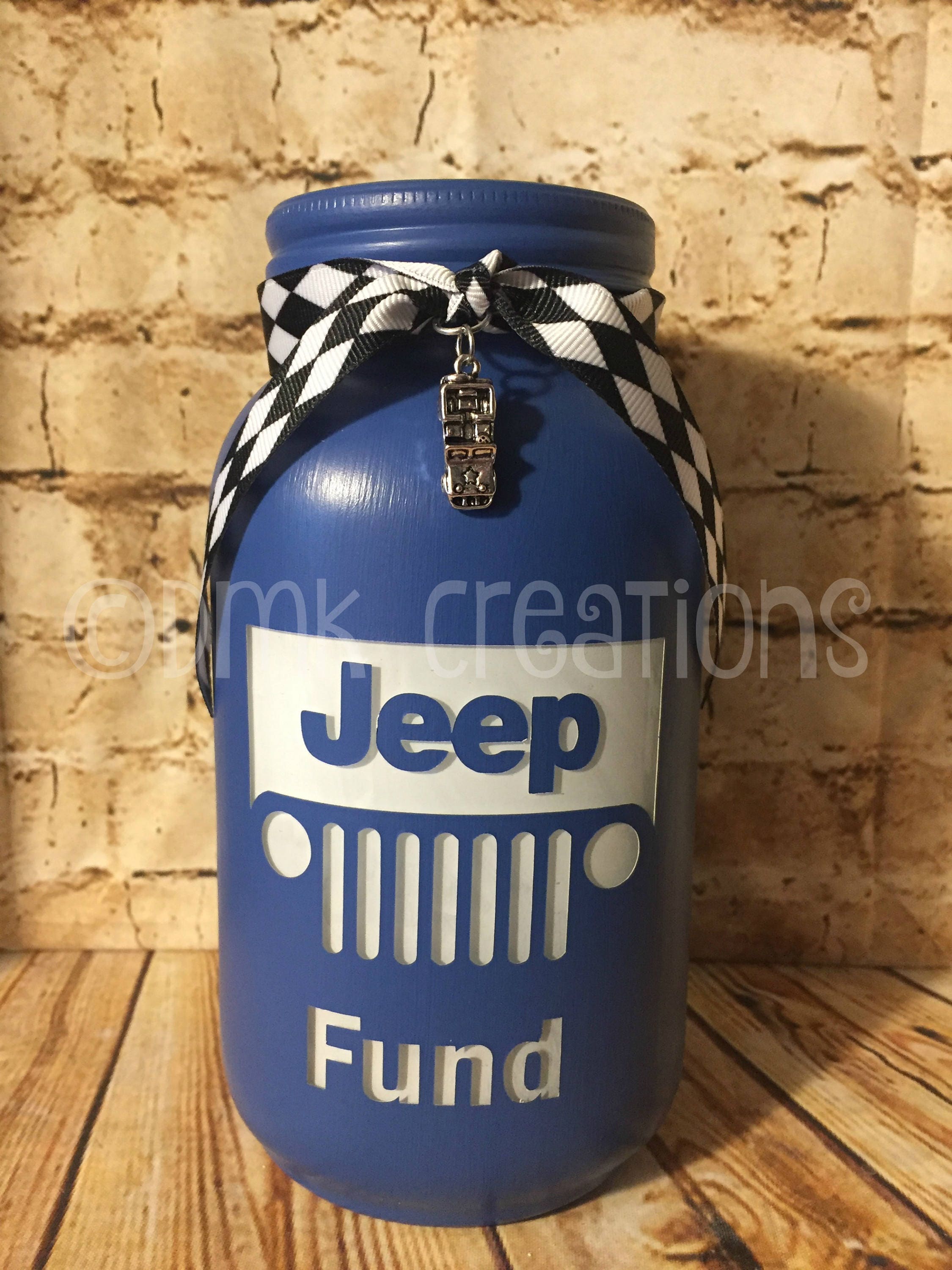 Jeep Fund Painted Mason Jar Bank jeep grill jeep jeep fund Etsy