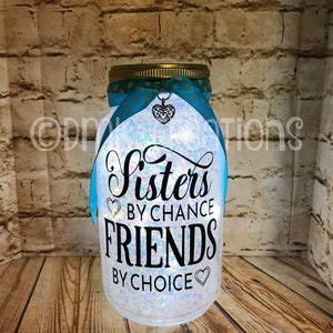 Sister Mason Jar Light, Mason Jar, Sister, Glitter Mason Jar, Birthday ...