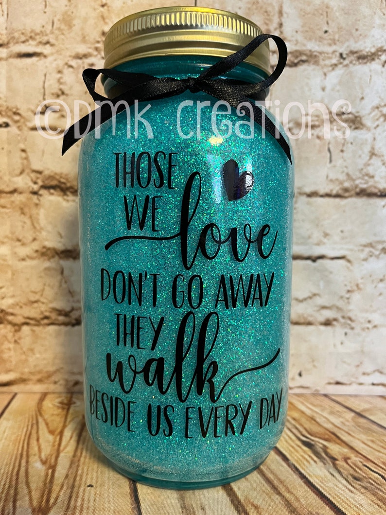 Memorial Glitter Mason Jar Light, Night Light, Memory Jar, Memorial Jar ...