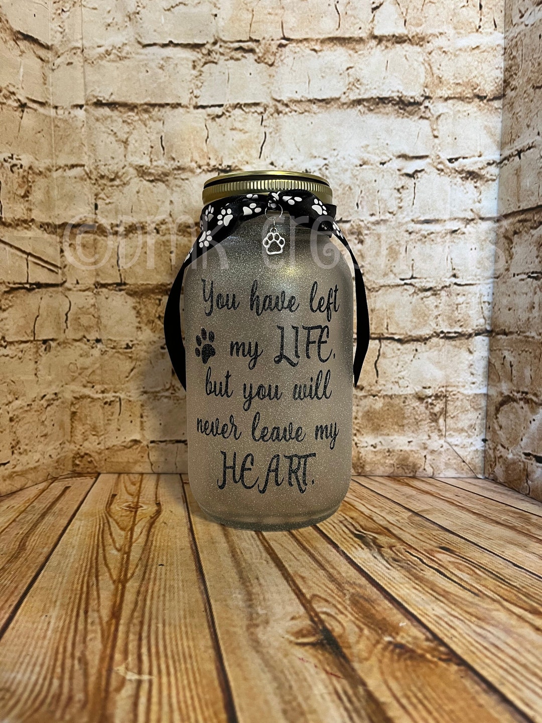 Pet Memorial Frosted Mason Jar Light, Pet Memorial, Mason Jar, Pet Memorial Light , Dog Memorial