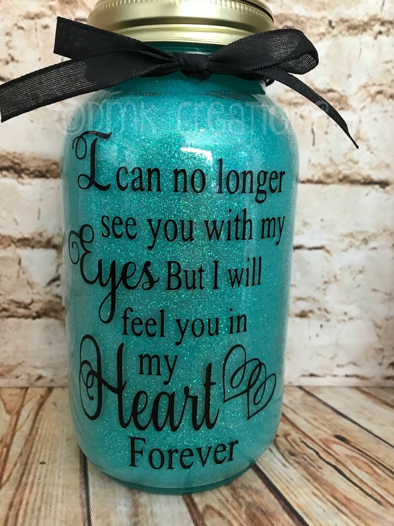 Memorial Glitter Mason Jar Light Night Light Memory Jar Etsy