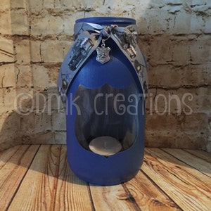 Police Badge  Painted Mason Jar Tea Light Candle Holder, police, cop, painted mason jar, shield, tea light, candle holder, police badge