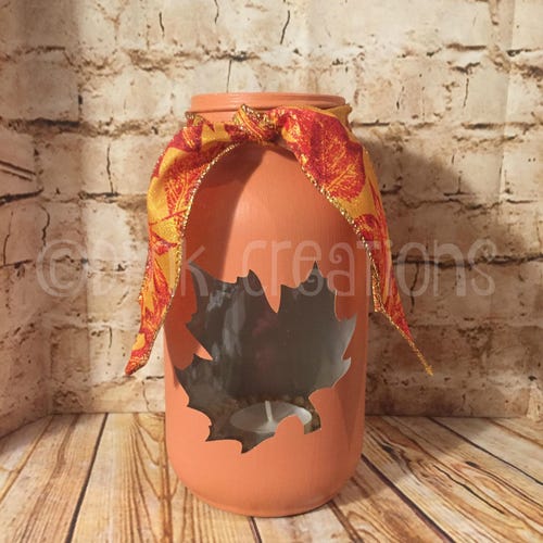 Set of Fall Leaves Painted Mason Jar Tea Light Candle Holders Etsy