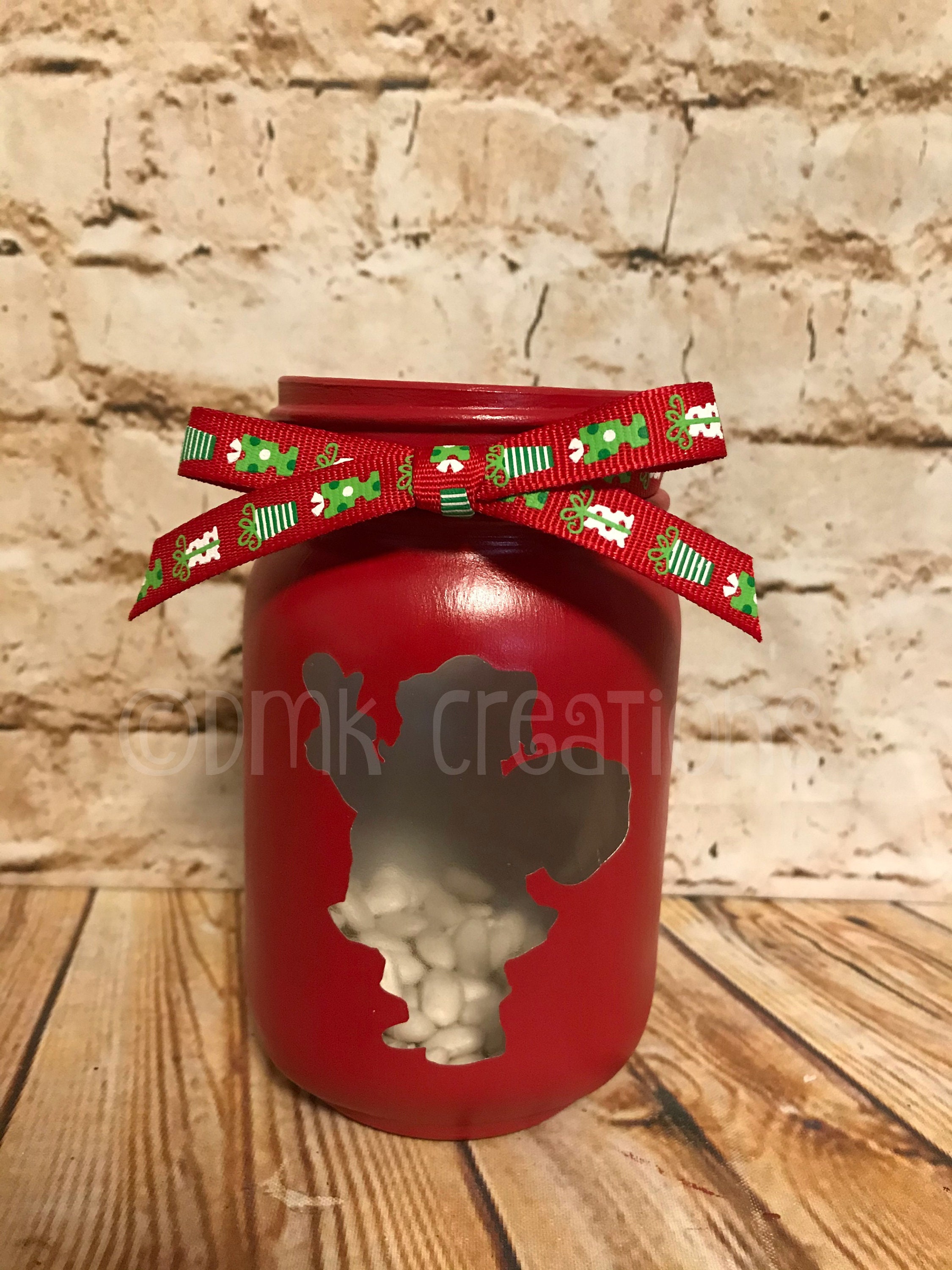 Set of Christmas Painted Mason Jar Tea Light Candle Holders Etsy