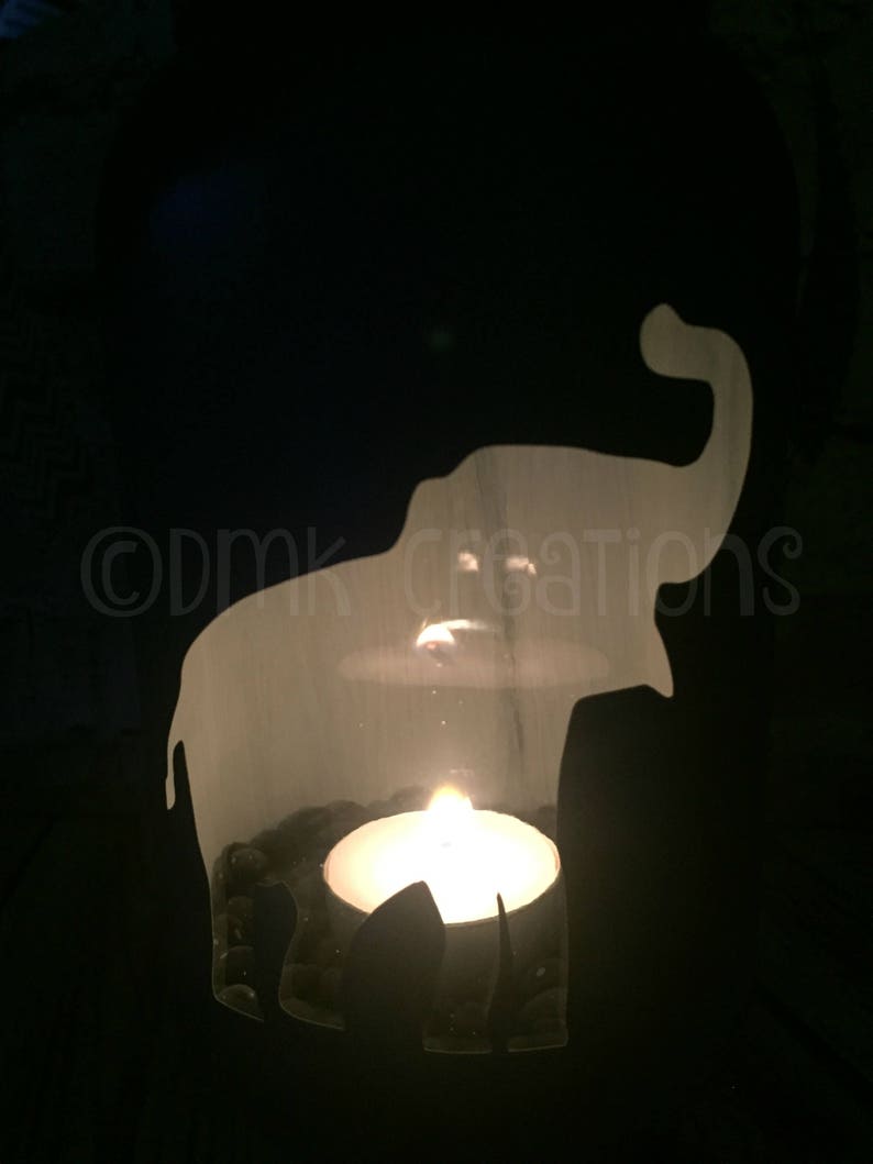 Elephant Mason Jar Painted Tea Light Candle Holder Elephant Etsy
