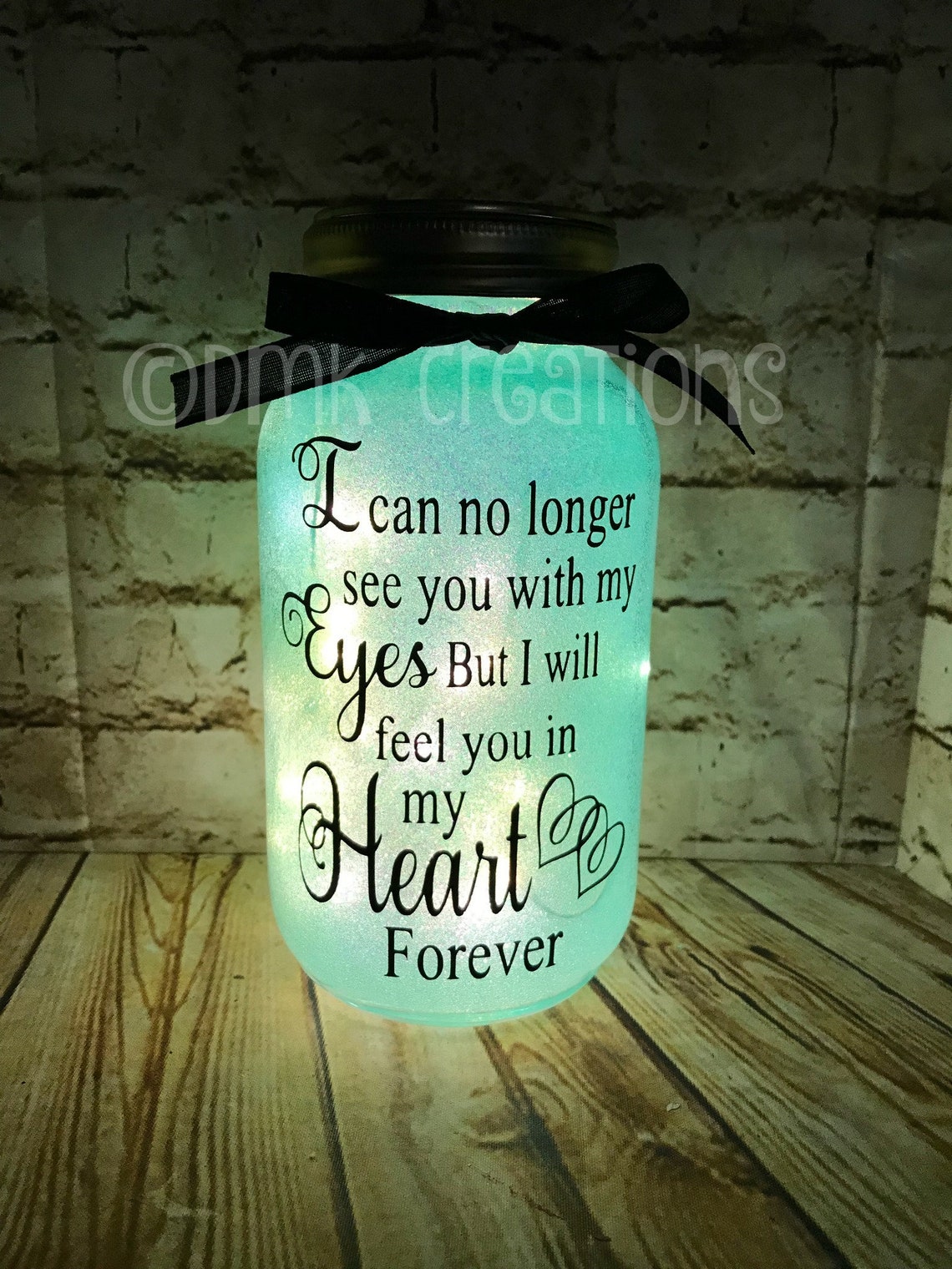 Memorial Glitter Mason Jar Light night light memory jar Etsy