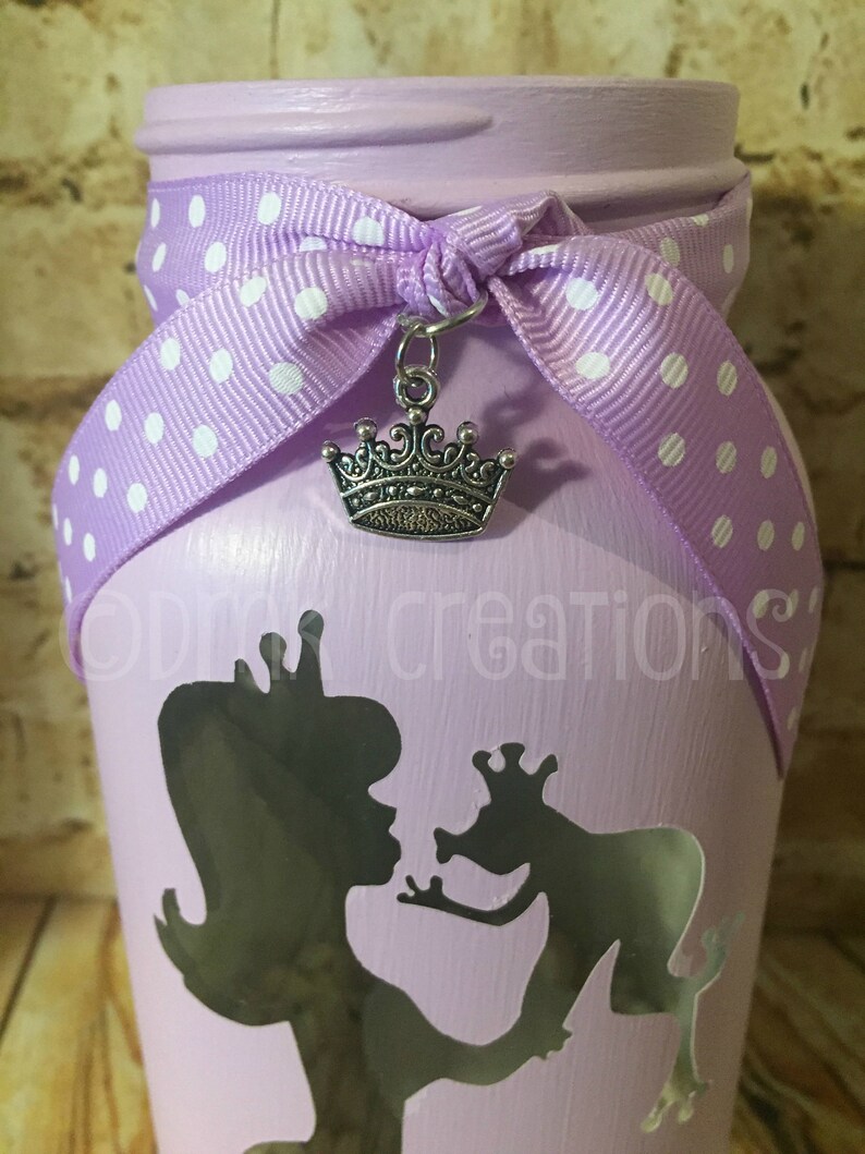 painted mason jar Mason Jar Tea Light Candle Holder crown frog princess Princess and Frog Painted Mason Jar Tea Light Candle Holder
