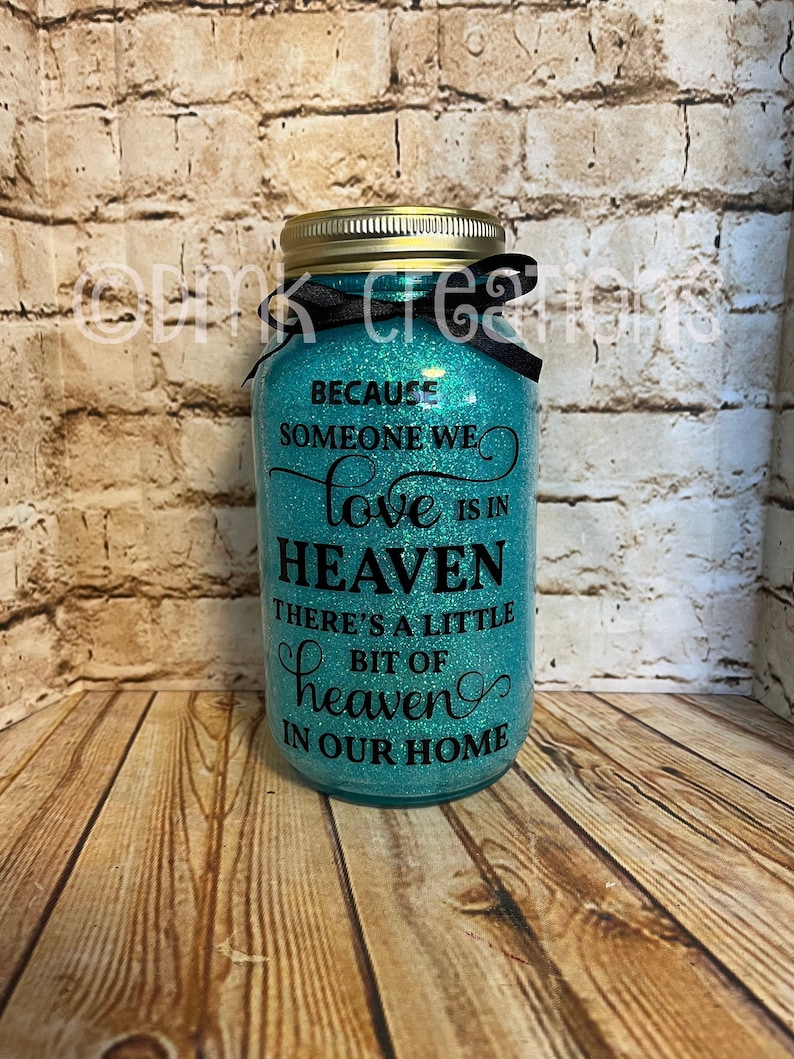 Memorial Glitter Mason Jar Light Night Light Memory Jar Etsy