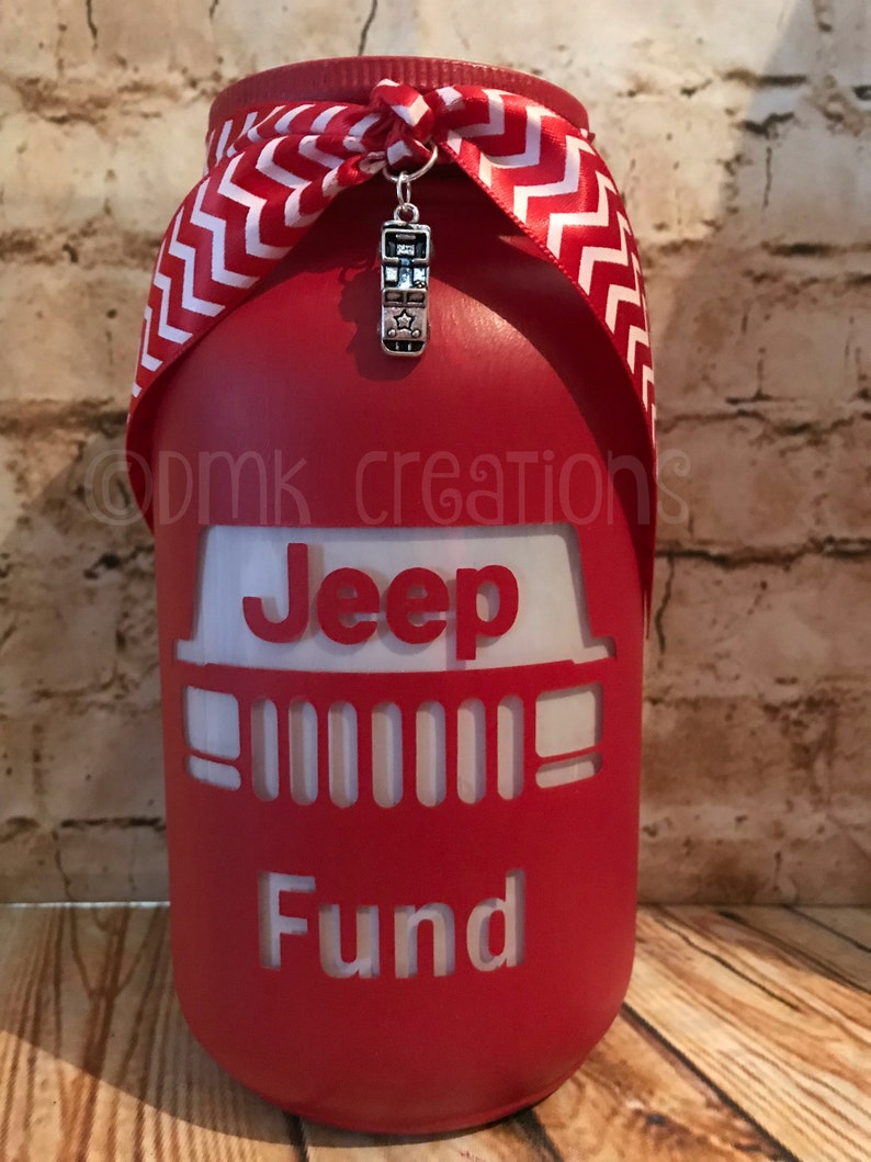 XJ Jeep Fund Painted Mason Jar Bank XJ jeep grill jeep jeep Etsy