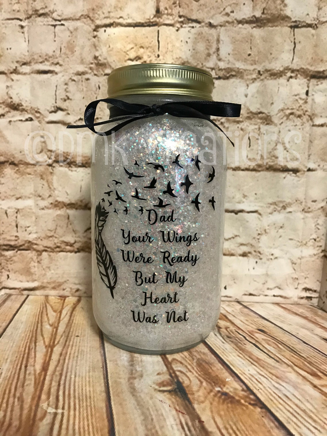 Memorial Glitter Mason Jar Light Night Light Memory Jar Etsy