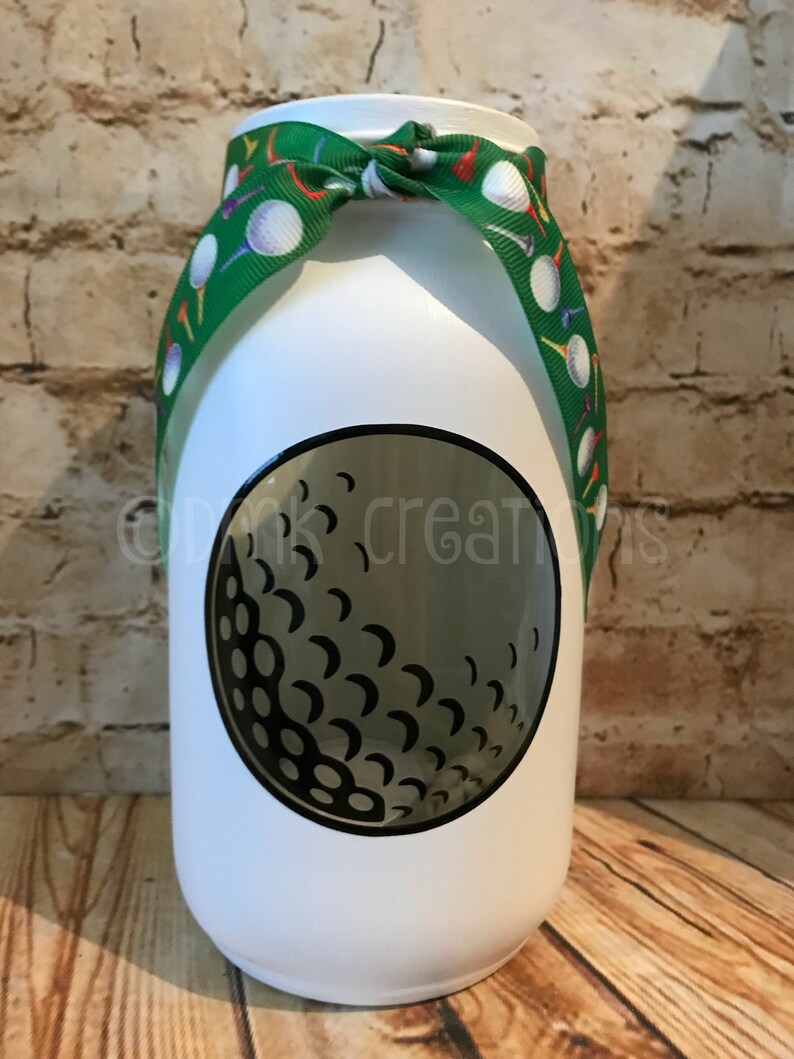 Golf Ball Painted Mason Jar Tea Light Candle Holder Golf Etsy
