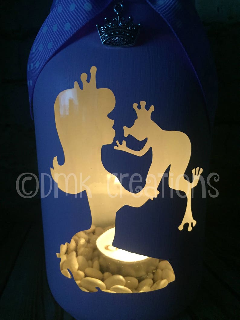 painted mason jar Mason Jar Tea Light Candle Holder crown frog princess Princess and Frog Painted Mason Jar Tea Light Candle Holder