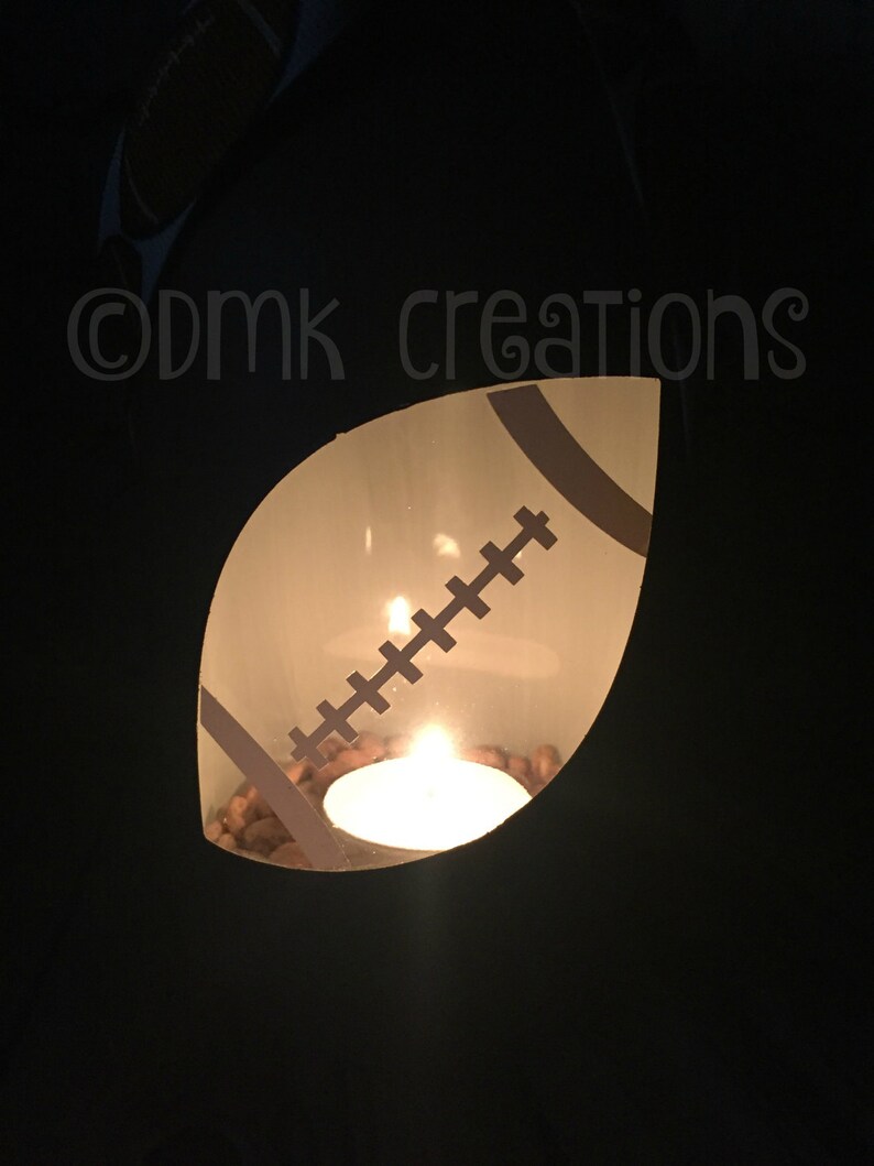 Football Painted Mason Jar Tea Light Candle Holder Football Etsy