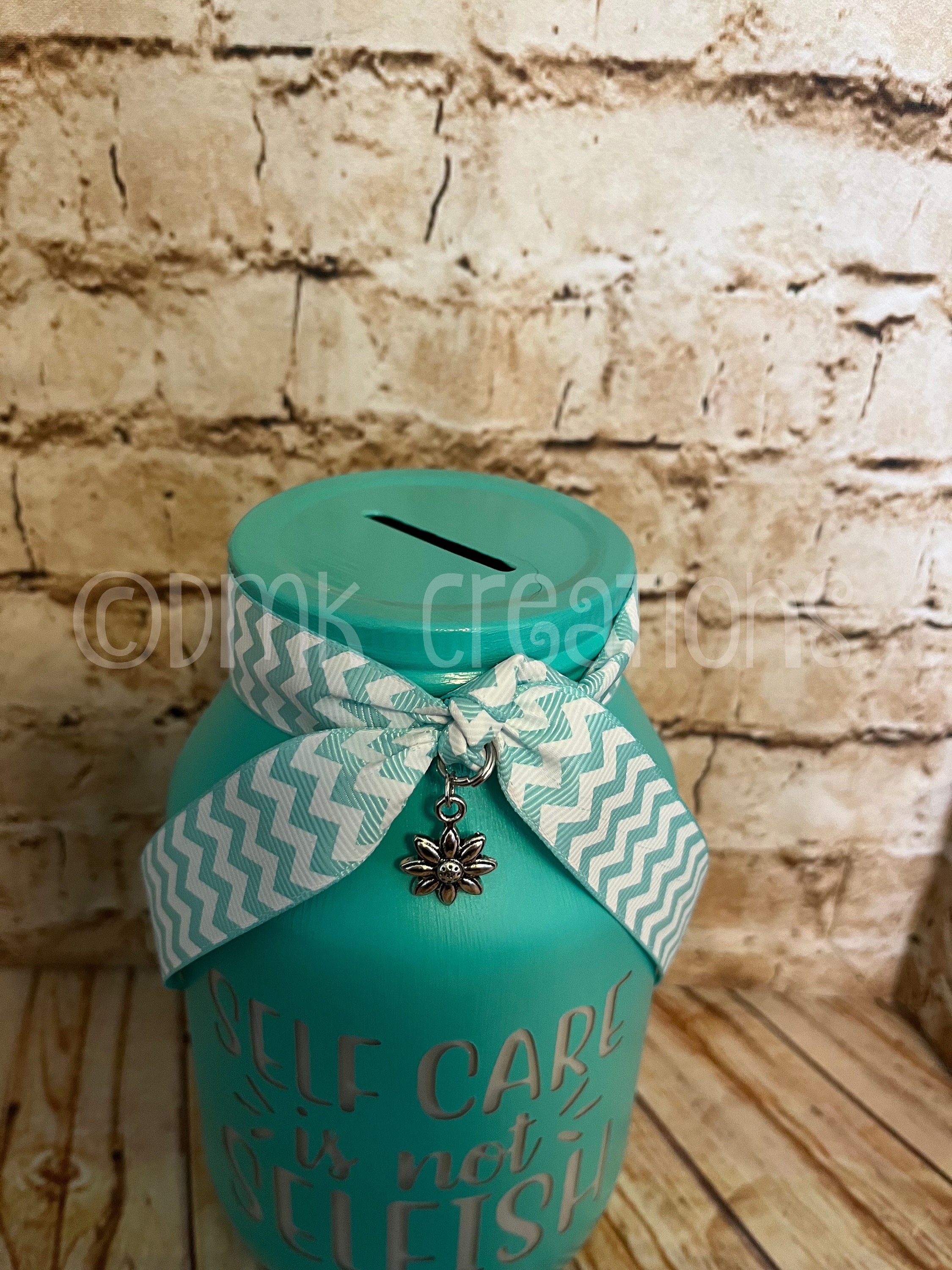 Self Care Painted Mason Jar Bank Bank Piggy Bank Painted Etsy