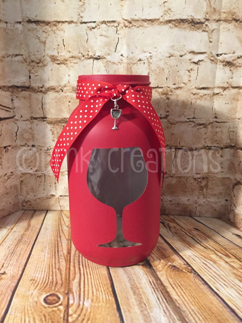 Wine Glass Painted Mason Jar Tea Light Candle Holder Painted Etsy
