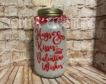 Valentine Glitter Mason Jar Light, Valentine's day, mason Jar, glitter mason jar, mason jar light, lantern, night light. Valentine decor