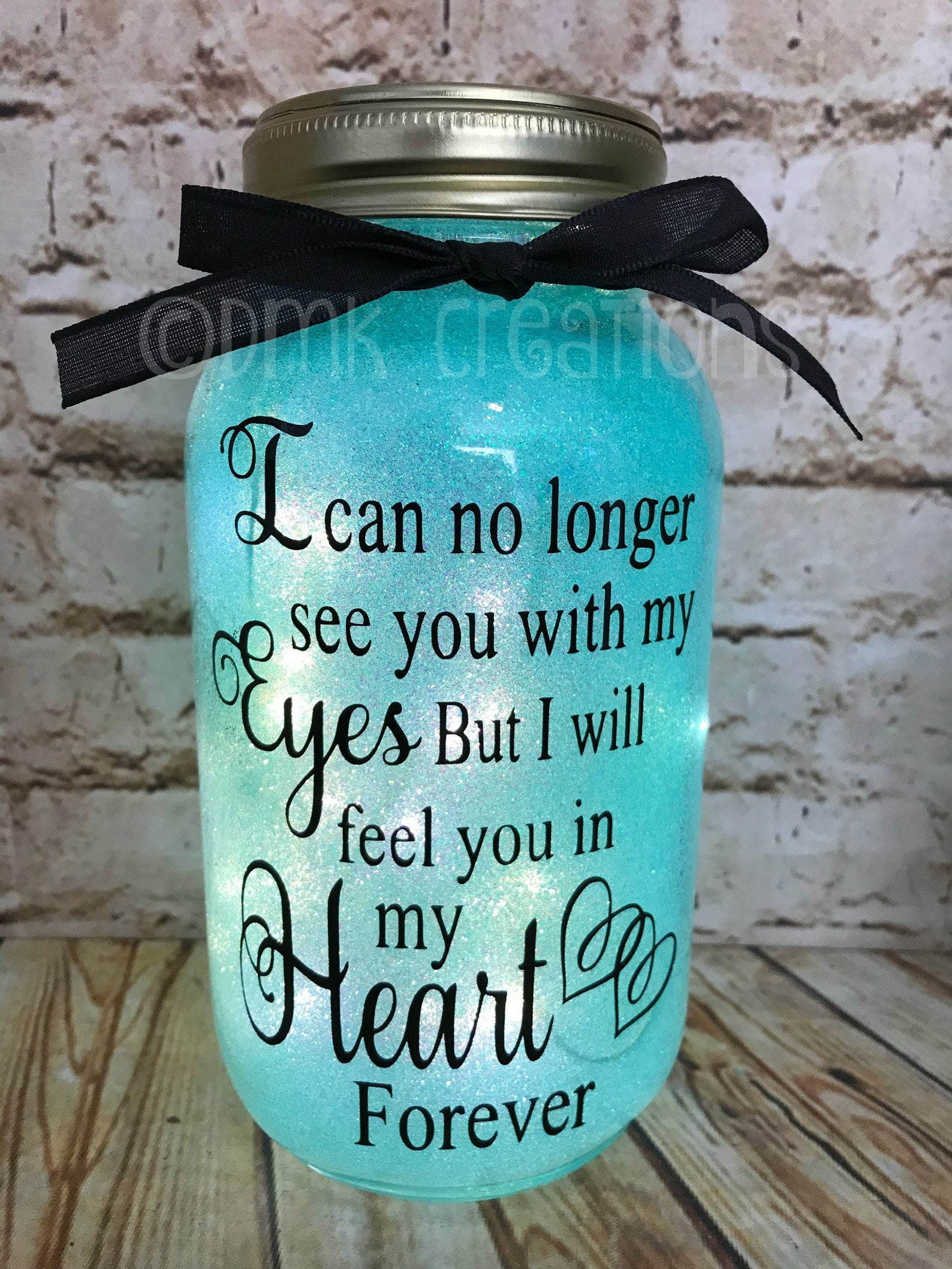 Memorial Glitter Mason Jar Light Night Light Memory Jar Etsy