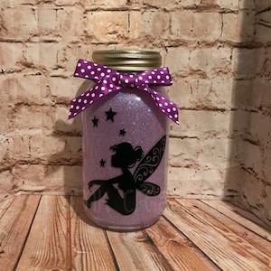 Fairy Lighted Glittered Mason Jar, fairy, pixie, mason jar, lighted mason jar, fairy lights, cute, gift, birthday gift, glitter mason jar
