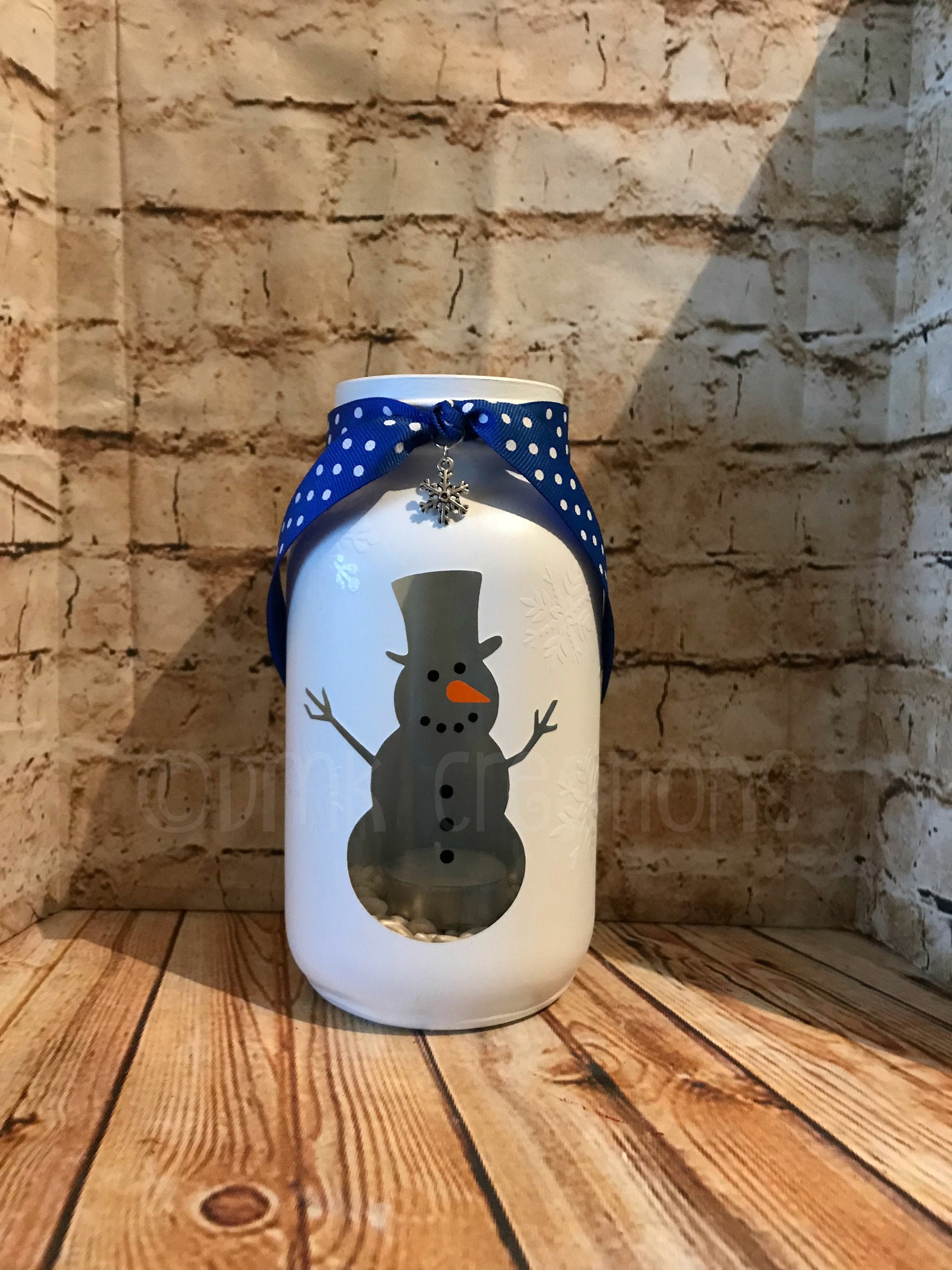 Snowman Painted Mason Jar Tea Light Candle  Holder, painted mason jar, tea light candle, snowman, mason jar, Christmas decoration, Christmas