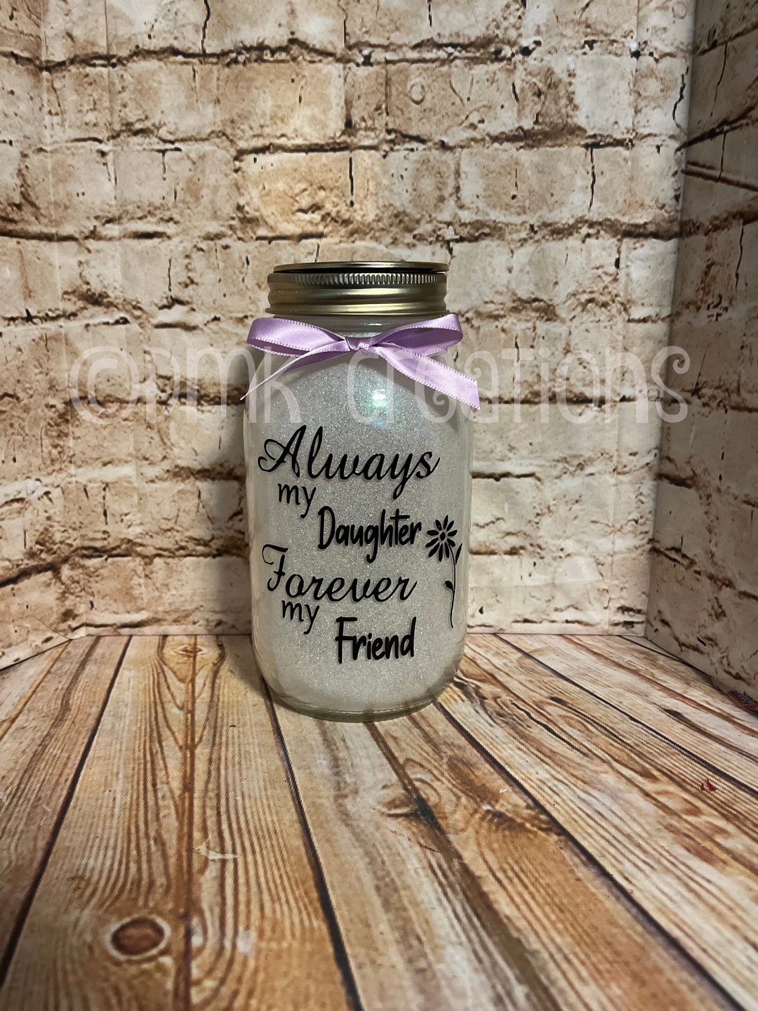 Daughter Mason Jar Light, Mason Jar, Glitter Mason Jar, Birthday Gift
