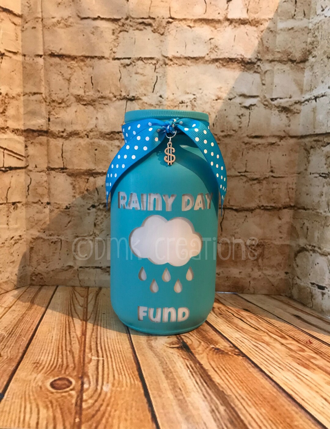 Rainy Day Fund Painted Mason Jar Bank, Bank, Piggy Bank, Painted Mason