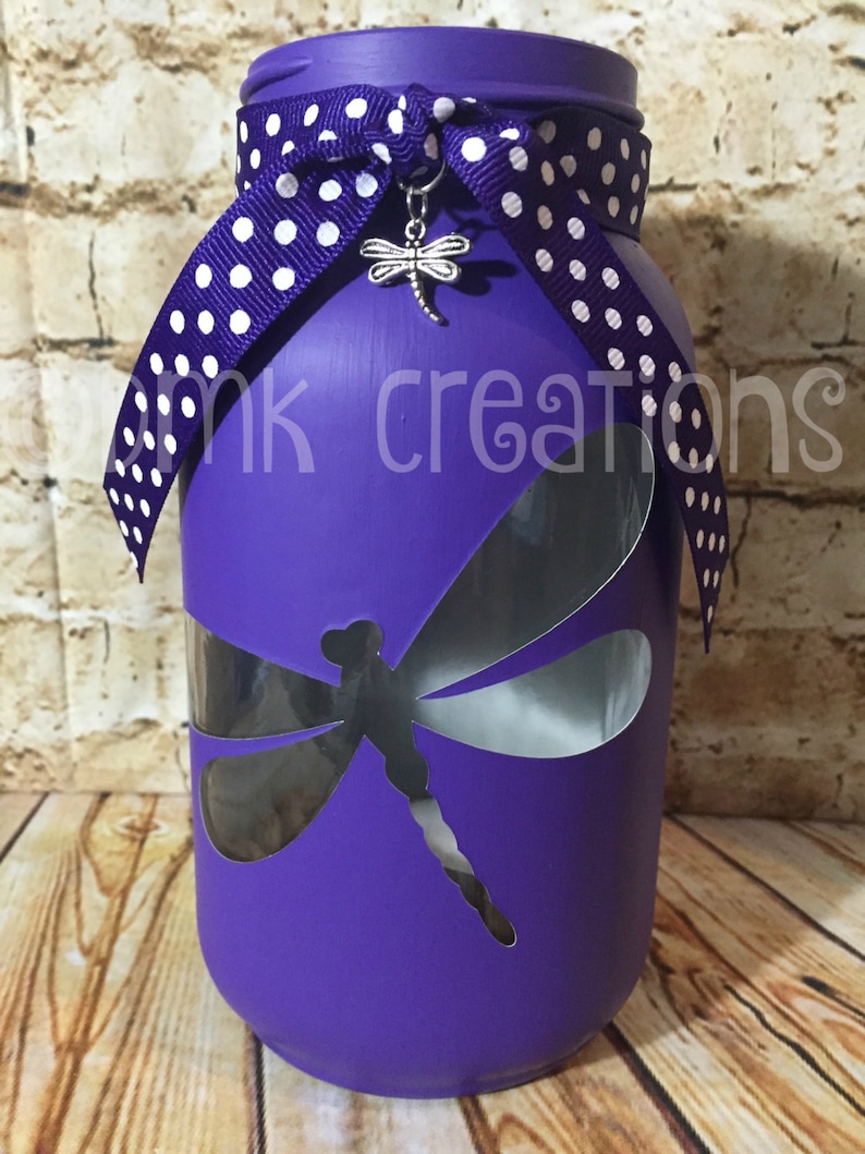 Dragonfly Painted Mason Jar Tea Light Candle Holder Etsy