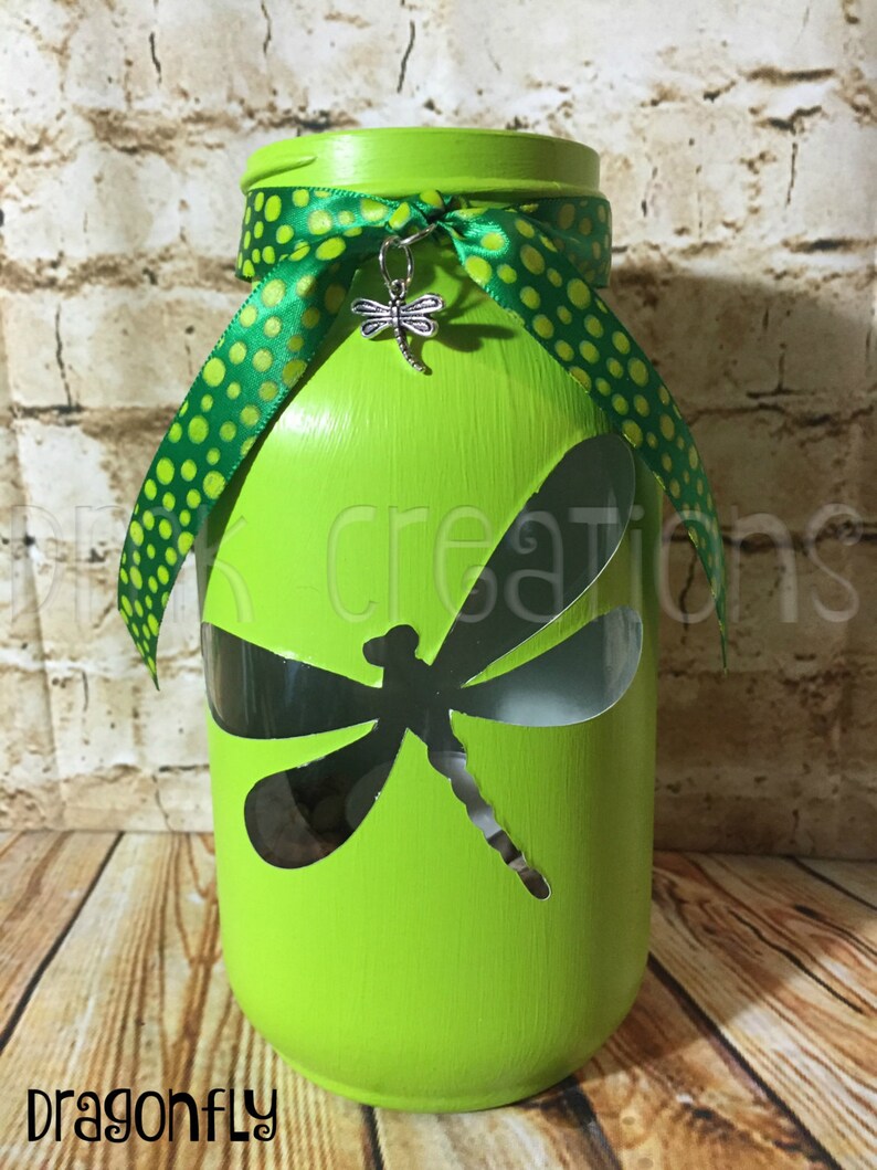 Dragonfly Painted Mason Jar Tea Light Candle Holder Etsy