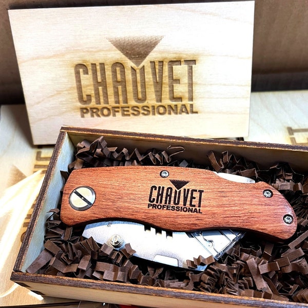 Personalized Utility Knife as Client Gift or Corporate Gift, Mens Gift Box, Personalized Christmas Gift, Box Set Engraved Logo Gift for him