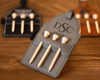 Personalized Leather Golf Bag Tag with Tees, Groomsmen Gift