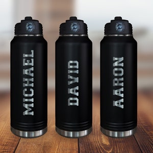 Father&#39;s Day Gift - Personalized Engraved Sports Water Bottle With Straw, Stainless Steel Water Bottle, Custom Name, Sports Gift, Athletes