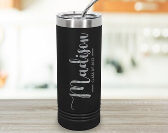 Personalized Graduation Gift - Class of 2023 Insulated Stainless Steel Tumbler With Straw, 22 oz. Custom Engraved Name - New Job, Office