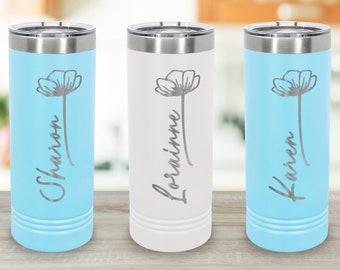 Personalized Tumbler With Straw, 22 oz. Custom Engraved Stainless Steel Tumbler, Flower Girl, Bridesmaid Tumbler, Bachelorette Party Favor