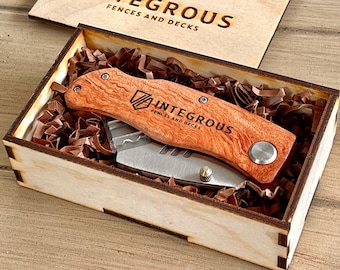 Personalized Utility Knife, Client Gift, Corporate Gift Mens Gift Box, Personalized New Years Gift Box Set Engraved Company Gift for him