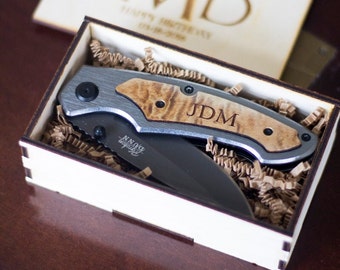 Groomsmen Gift Set Rustic Wood Knife as Groomsmen Gift knife Hand Made Wood Gift Box. Personalized Wedding Gift for Usher, Groomsmen, Groom