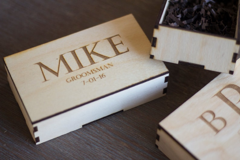 Custom wood gift box wooden set Laser cut with laser engraved personalized lid Set of 15 Hand Crafted Personalized Gift Boxes custom size