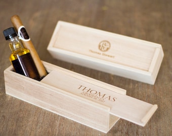 Personalized Cigar Box Set of 6 - Groomsmen Gift, Wooden Keepsake Box