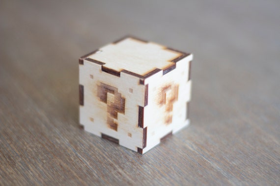 Retro Gamer Geek Gift Box. Blind Box 2"x2" Cube Hand Made Wood Gift Box for Nerd, Geek, Retro Gamer, Boyfriend, Girlfriend, Gift for Him
