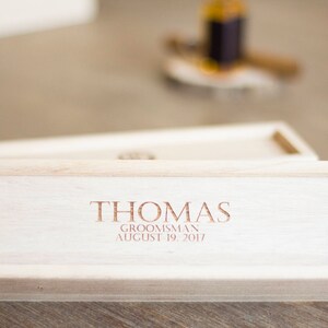 Personalized Paulownia Wood Groomsmen Gift Box – Slide Top Cigar Box image 3
