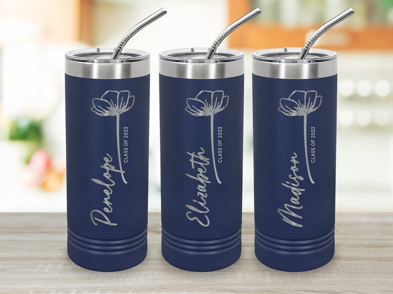 Class of 2023 Graduation Gift Insulated Stainless Steel Tumbler With Straw, 22 oz. Custom Engraved Name New Job, Office, Teacher image 1