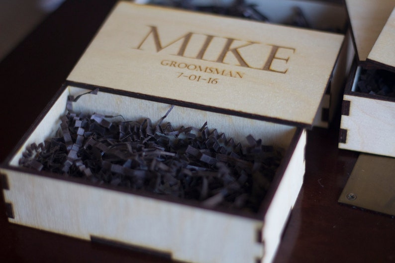 Custom wood gift box wooden set Laser cut with laser engraved personalized lid Set of 15 Hand Crafted Personalized Gift Boxes custom size