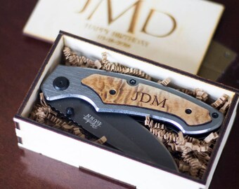 Personalized Knife Gift Set – Engraved Wood Box, Corporate Gift